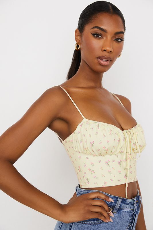 Lemon House Of Cb Ditsy Floral Gathered Bustier  Tops | HFA-034218