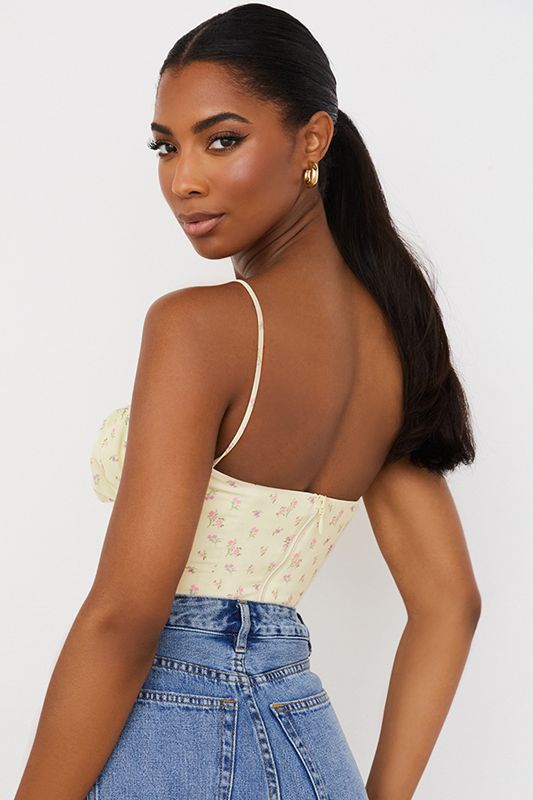 Lemon House Of Cb Ditsy Floral Gathered Bustier  Tops | HFA-034218