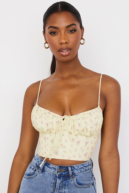 Lemon House Of Cb Ditsy Floral Gathered Bustier  Tops | HFA-034218