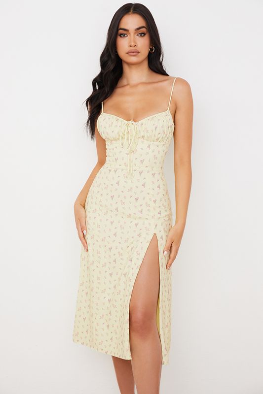 Lemon House Of Cb Floral Bustier Midi Dress | VYB-627438