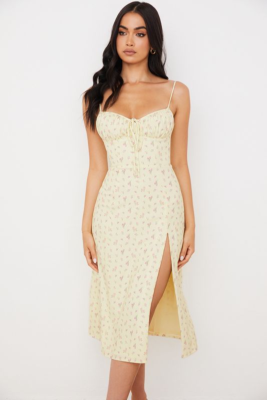 Lemon House Of Cb Floral Bustier Midi Dress | VYB-627438