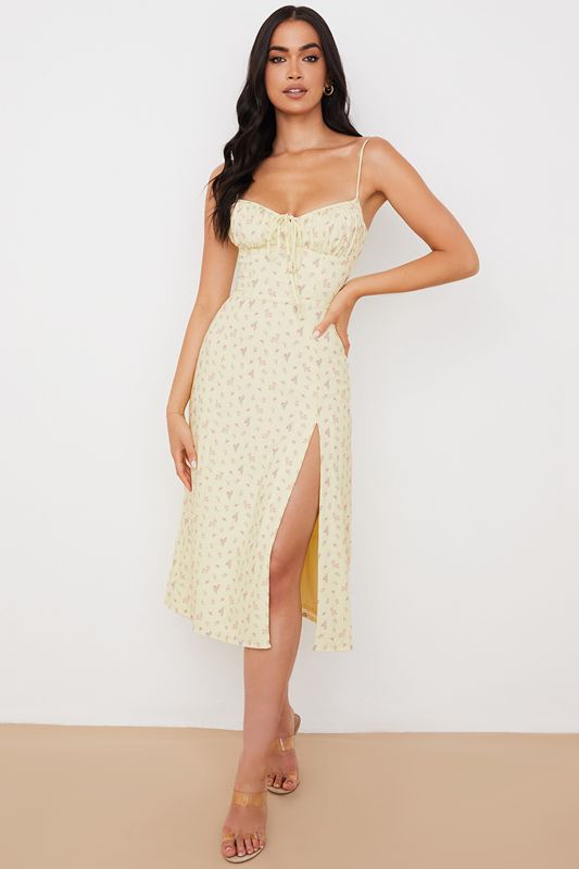 Lemon House Of Cb Floral Bustier Midi Dress | VYB-627438