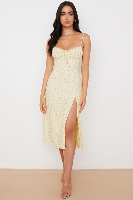 Lemon House Of Cb Floral Bustier Midi Dress | VYB-627438