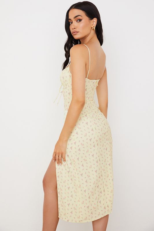 Lemon House Of Cb Floral Bustier Midi Dress | VYB-627438