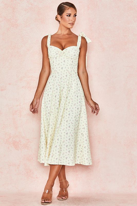 Lemon House Of Cb Floral Print Midi Dress | LIY-274819