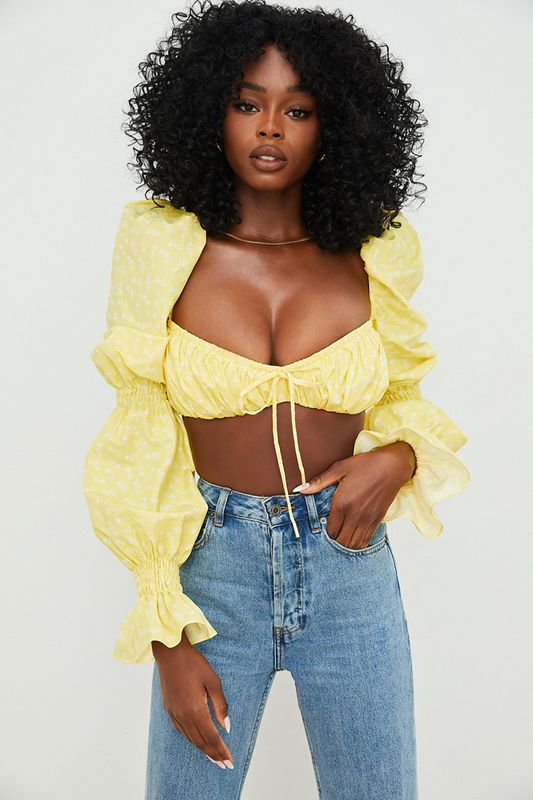 Lemon House Of Cb Floral Shirred Bras | SCD-526834