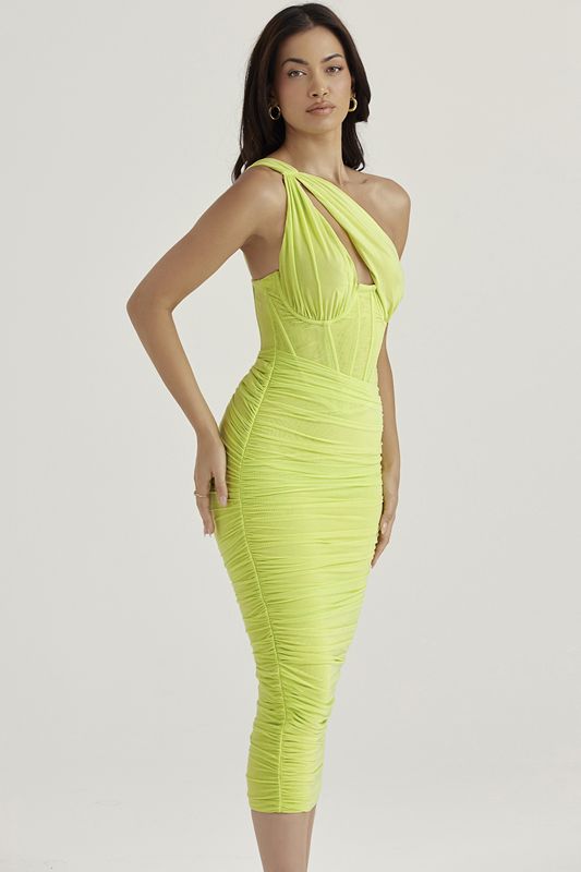 Light Green House Of Cb Asymmetric Cutout Midi Dress | SXR-069753