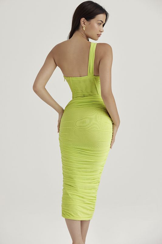 Light Green House Of Cb Asymmetric Cutout Midi Dress | SXR-069753