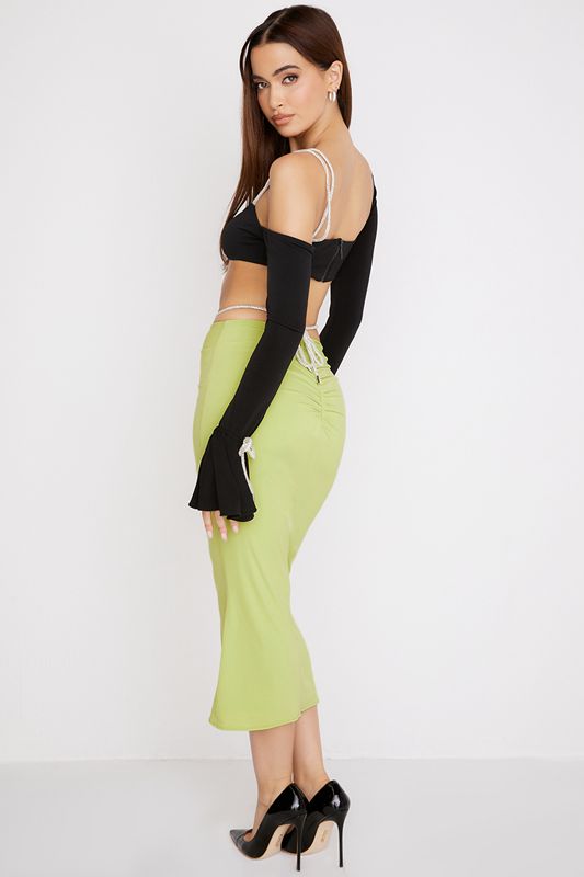 Light Green House Of Cb Crystal Strap Midi Skirts | SFO-823604