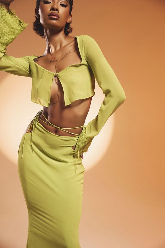 Light Green House Of Cb Green Georgette Maxi Skirts | XEU-435086