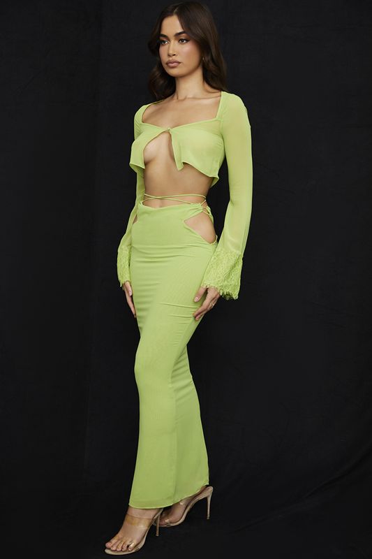 Light Green House Of Cb Green Georgette Maxi Skirts | XEU-435086