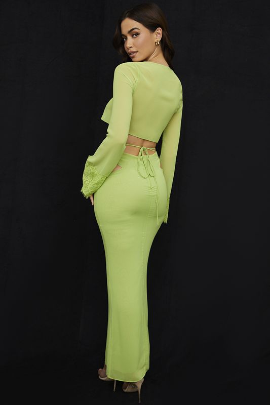 Light Green House Of Cb Green Georgette Maxi Skirts | XEU-435086