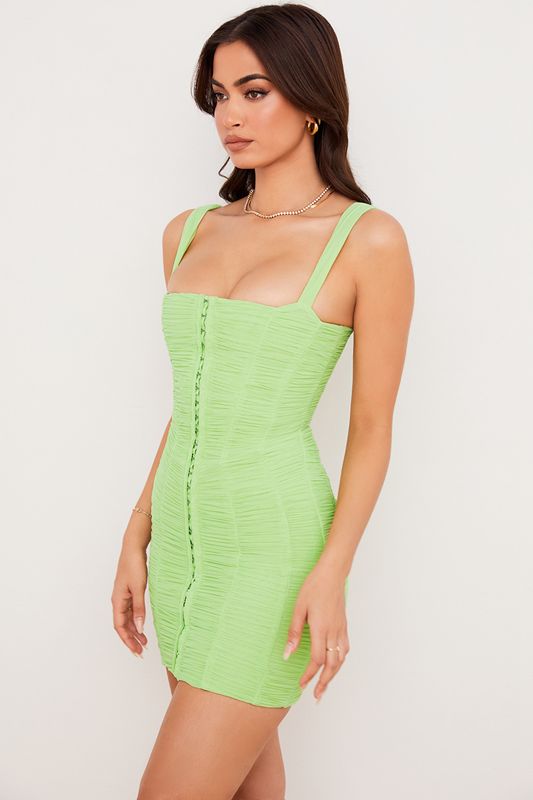 Light Green House Of Cb Ruched Mesh Mini Dress | DYJ-567928