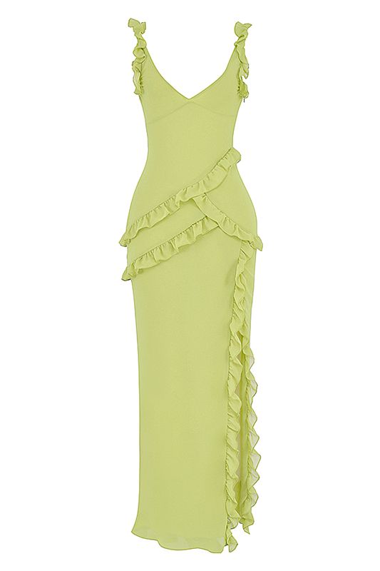 Light Green House Of Cb Ruffle Maxi Dress | FRP-201957