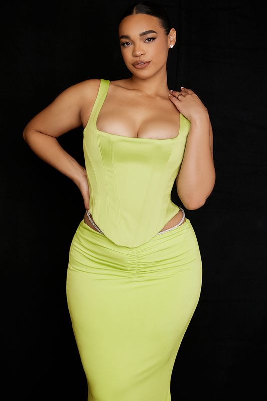 Light Green House Of Cb Satin Longline Corset | YPB-180423