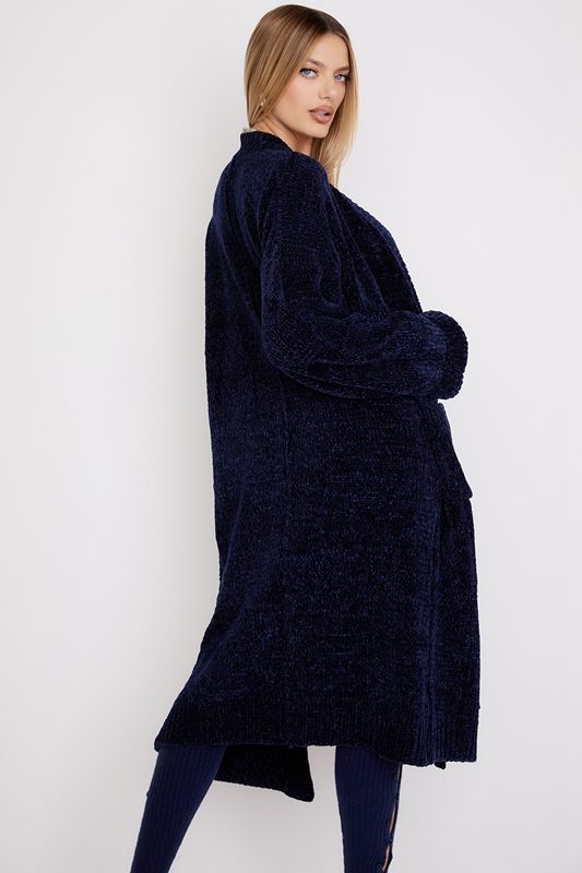 Navy House Of Cb Chenille Slouchy Cardigan | FXA-690132