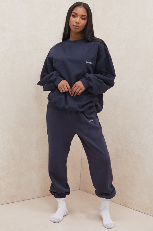 Navy House Of Cb Fleece Back Pants | TZA-297045