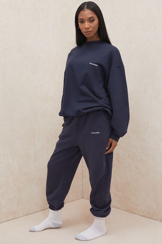 Navy House Of Cb Fleece Back Pants | TZA-297045