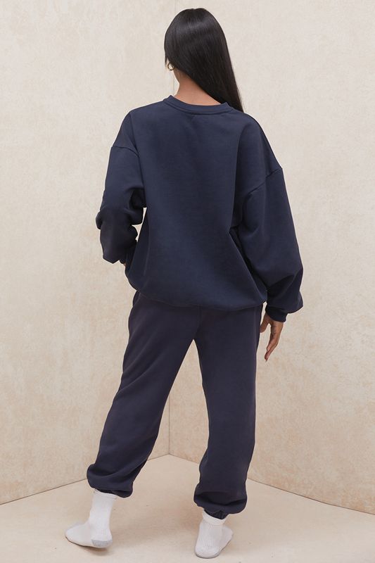 Navy House Of Cb Fleece Back Pants | TZA-297045