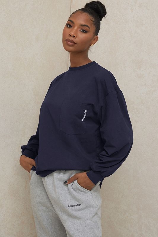 Navy House Of Cb Long Sleeve Tops | IUS-470682