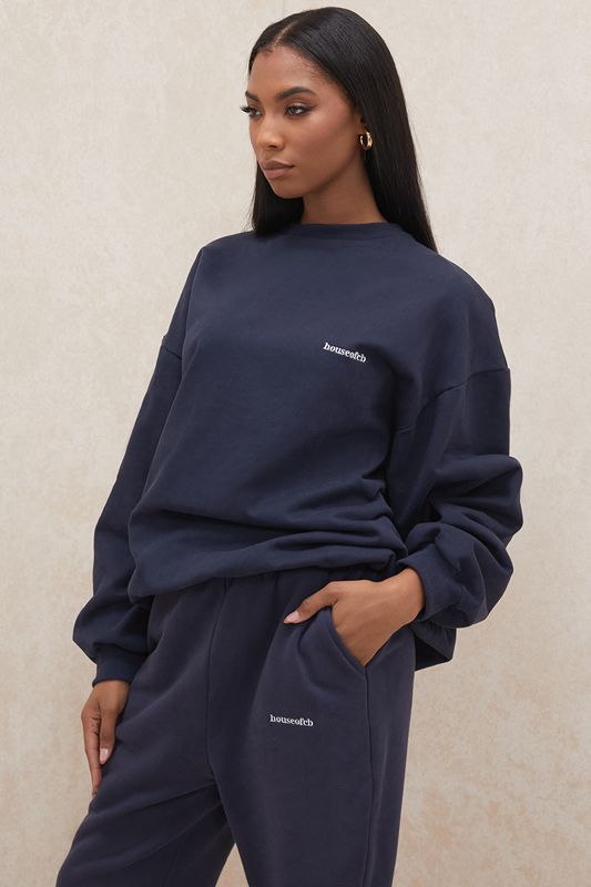 Navy House Of Cb Oversized Crewneck Sweatshirts | YUB-217568