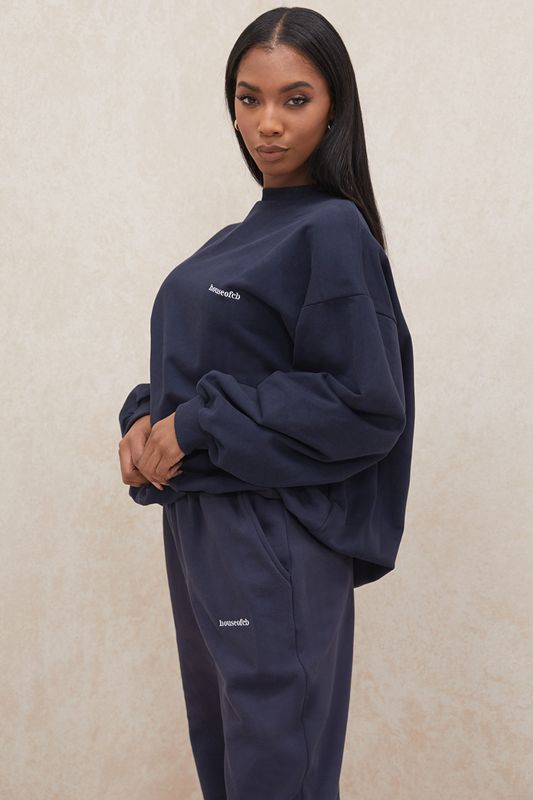 Navy House Of Cb Oversized Crewneck Sweatshirts | YUB-217568