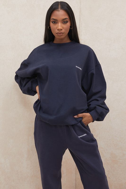 Navy House Of Cb Oversized Crewneck Sweatshirts | YUB-217568