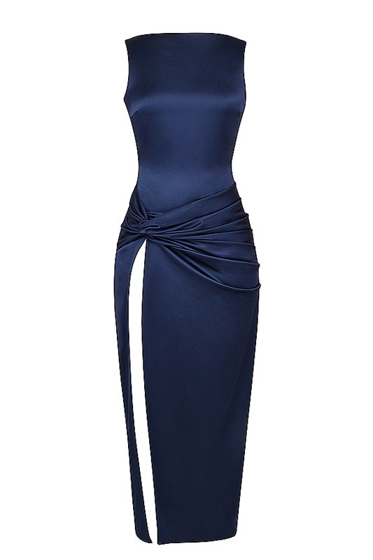 Navy House Of Cb Thigh Slit Maxi Dress | VJZ-896104