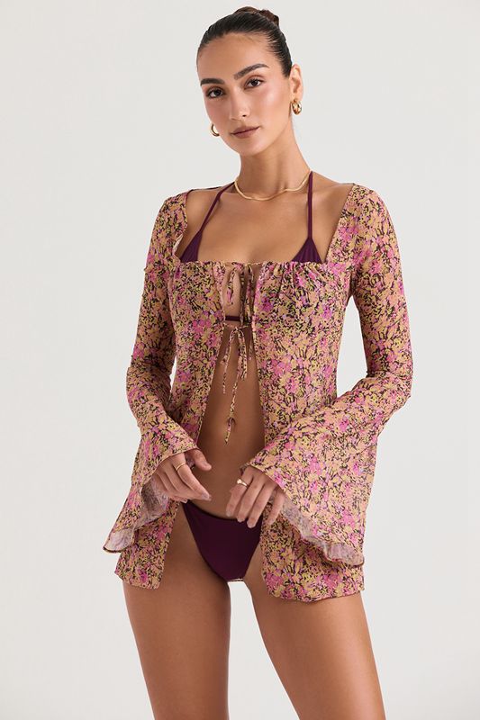 Olive House Of Cb Floral Cover Up Swimsuit | JRO-680241