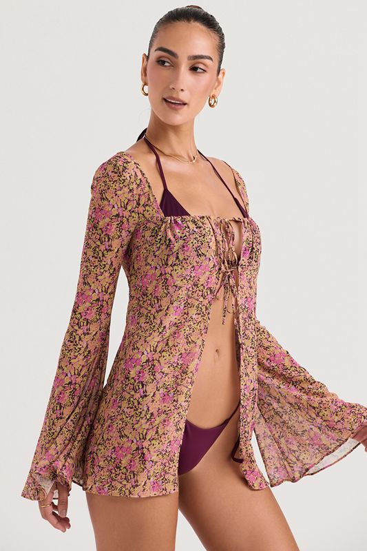 Olive House Of Cb Floral Cover Up Swimsuit | JRO-680241