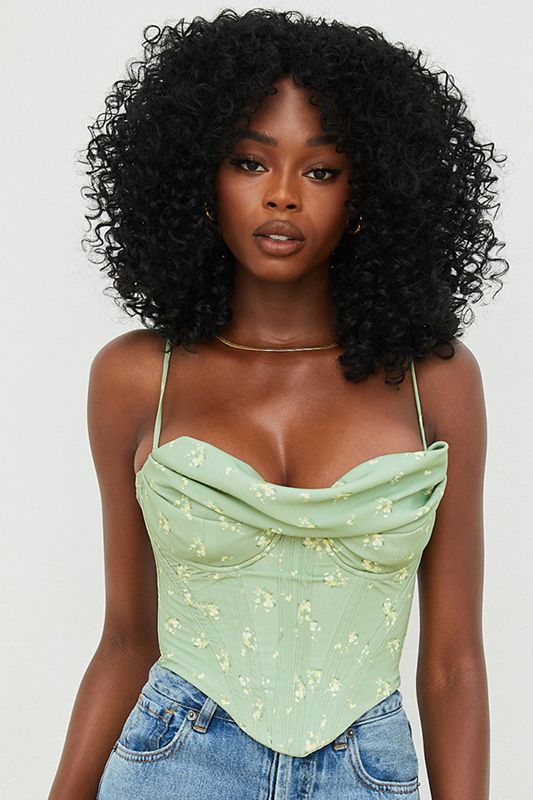 Olive House Of Cb Floral Draped Bodysuit | NPH-826903