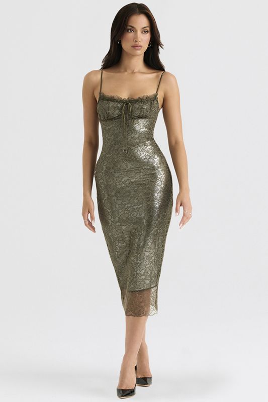 Olive House Of Cb Lace  Midi Dress | WVE-681920