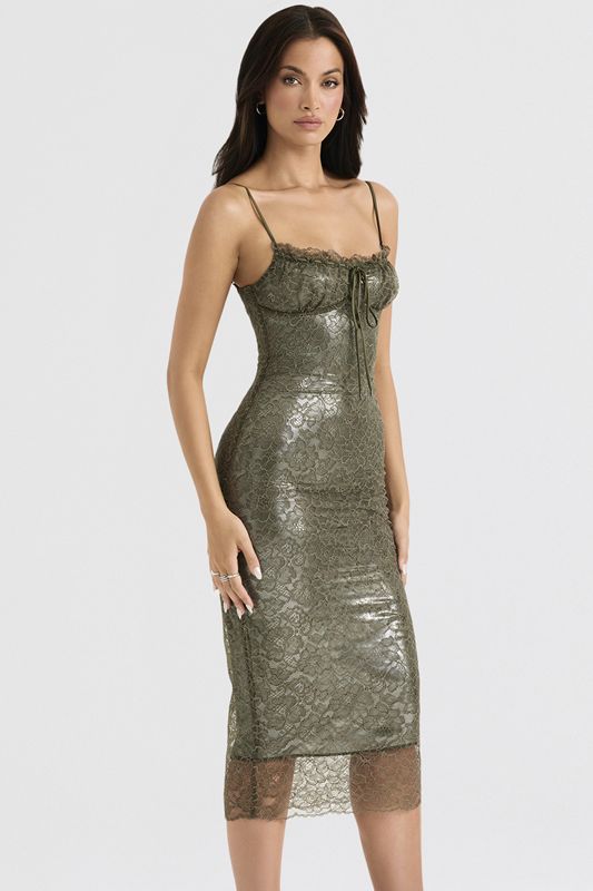 Olive House Of Cb Lace  Midi Dress | WVE-681920