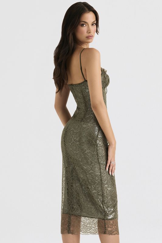 Olive House Of Cb Lace  Midi Dress | WVE-681920