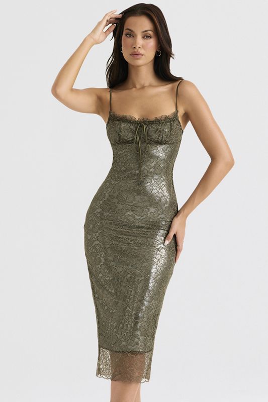 Olive House Of Cb Lace  Midi Dress | WVE-681920