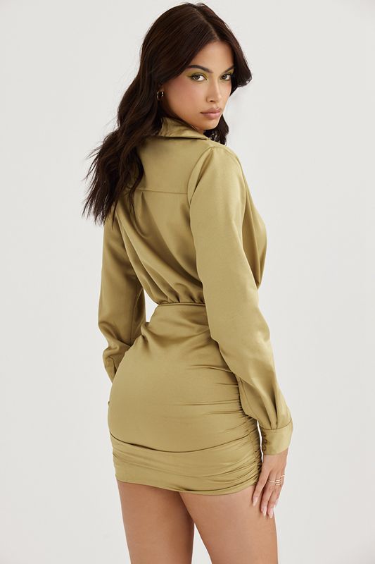 Olive House Of Cb Satin Shirt Dress | SZE-967435