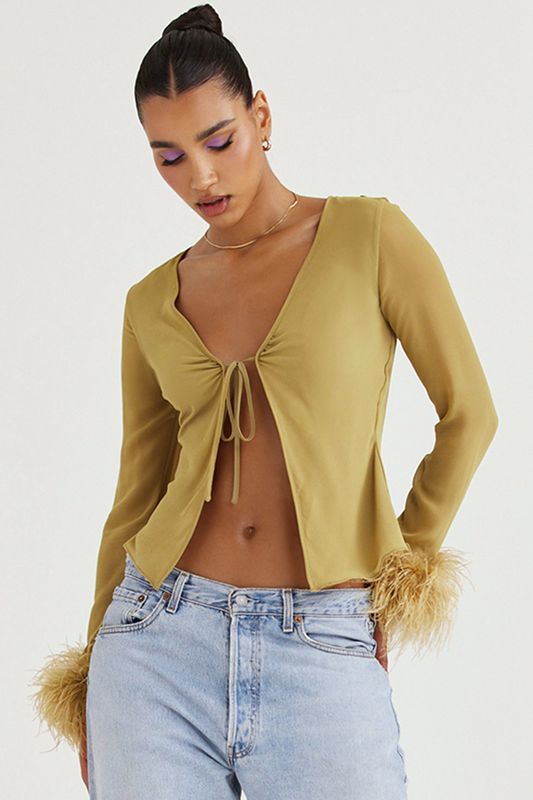 Olive House Of Cb Trimmed  Tops | NSP-879265