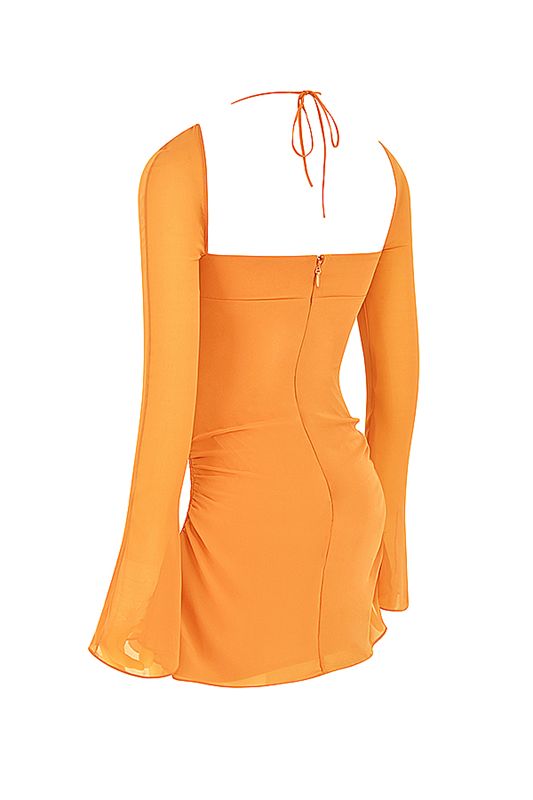 Orange House Of Cb Chiffon Halter Mini Dress | LBM-192573