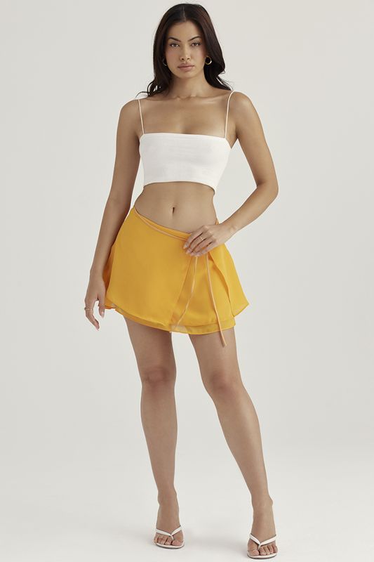 Orange House Of Cb Floaty Layered Mini Skirts | IWS-867231