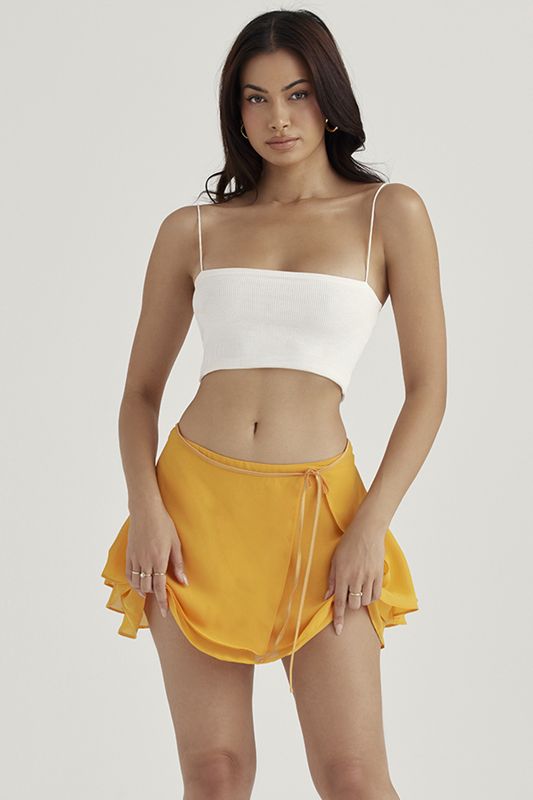 Orange House Of Cb Floaty Layered Mini Skirts | IWS-867231