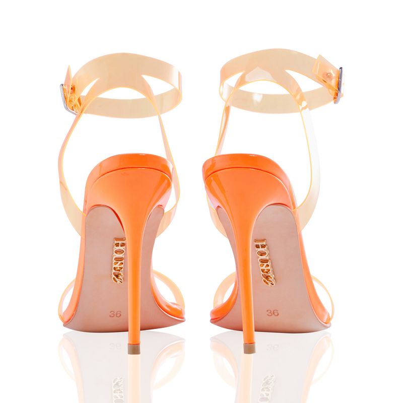 Orange House Of Cb Orange Straps Leathers Sandals | RYI-637542