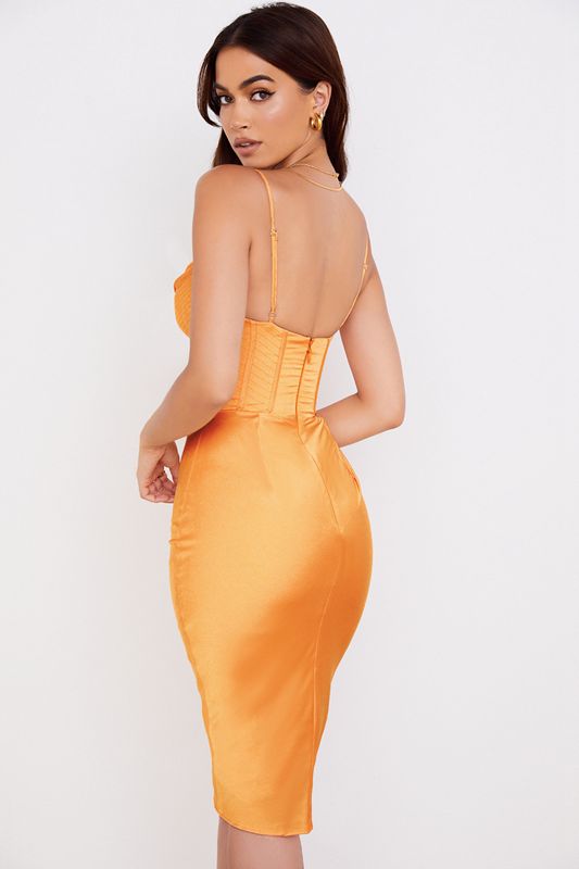 Orange House Of Cb Satin  Midi Dress | OZY-379680