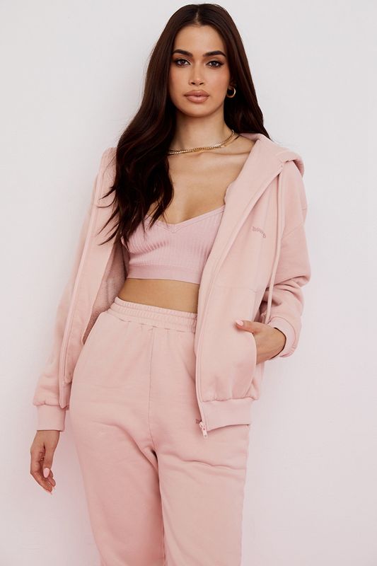 Pink House Of Cb Blush Zip Through Hoodie | JTD-052694