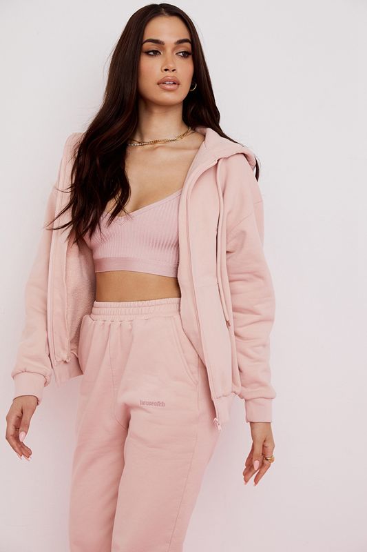 Pink House Of Cb Blush Zip Through Hoodie | JTD-052694