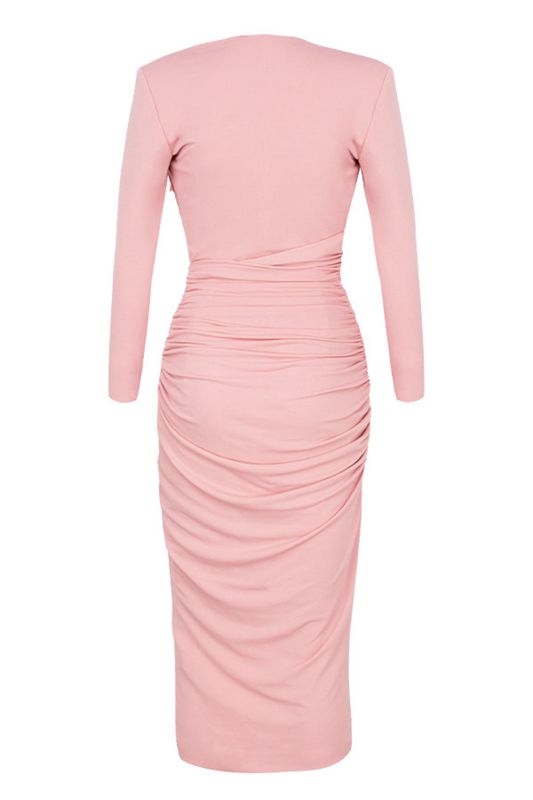 Pink House Of Cb Deep Plunge Midi Dress | YQJ-847956