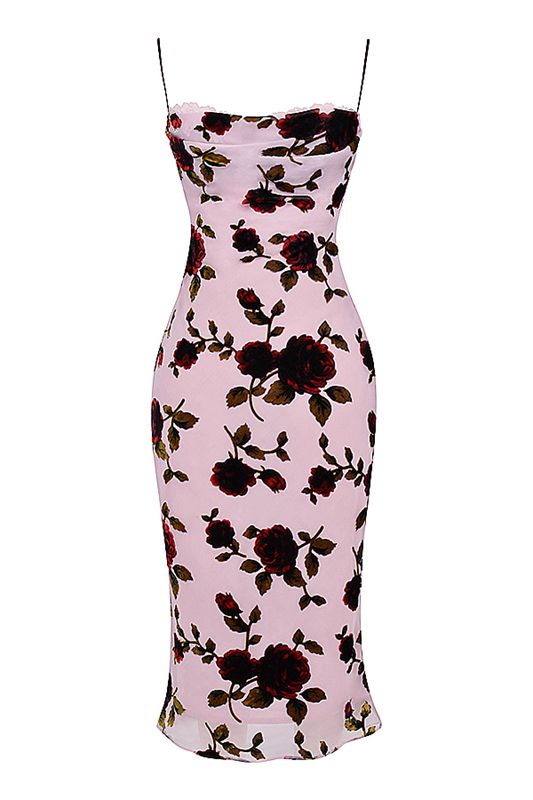 Pink House Of Cb Devore  Midi Dress | FOD-296541