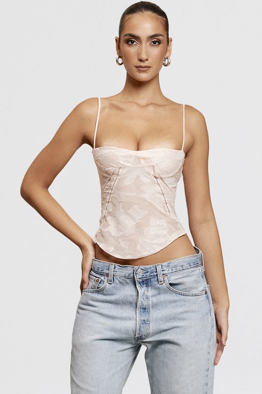 Pink House Of Cb Floral Lace Camisole Tops | RLW-186724