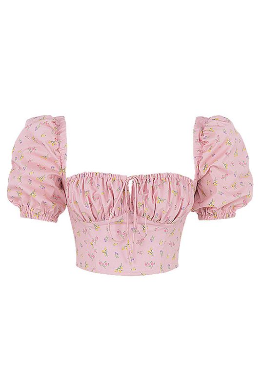 Pink House Of Cb Floral Puff Sleeve Tops | TSA-384607