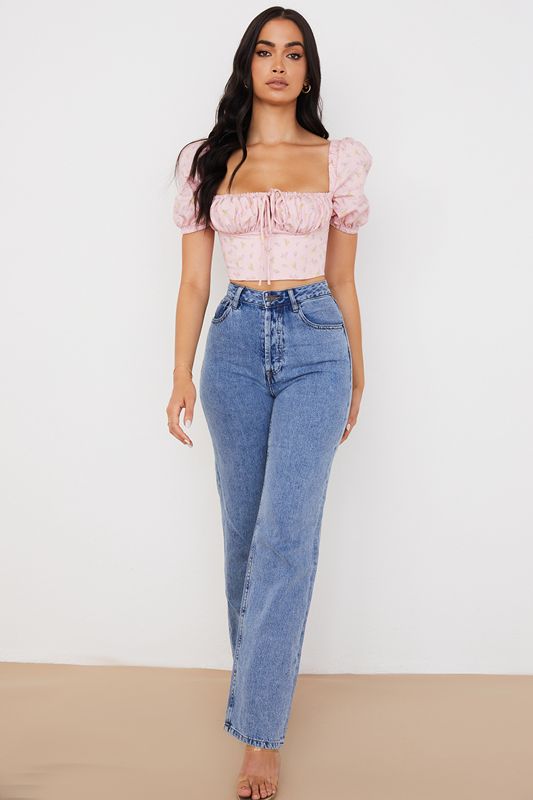 Pink House Of Cb Floral Puff Sleeve Tops | TSA-384607