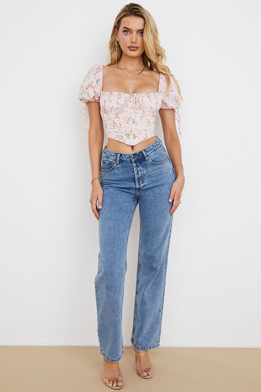 Pink House Of Cb Floral Puff Sleeve Tops | YQM-956042